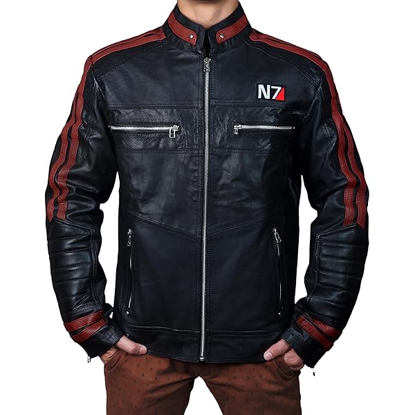 Mass Effect 3 N7 Genuine Black Leather Jacket at Amazon